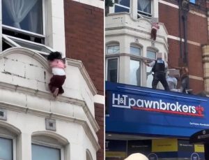 Londra’da mucize kurtuluş, kendini boşluğa bırakan küçük kızı son anda yakaladılar