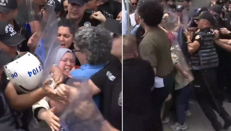 TBMM önünde basın açıklaması yapmak isteyen öğretmenlere polis müdahalesi