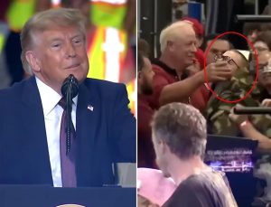 Trump’a "Pedofil" şoku! Destekçilerinin önünde protesto edildi