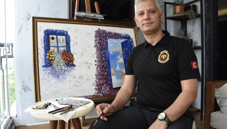 Polis memuru, mesai sonrası resim tutkusuyla tuval başına geçiyor