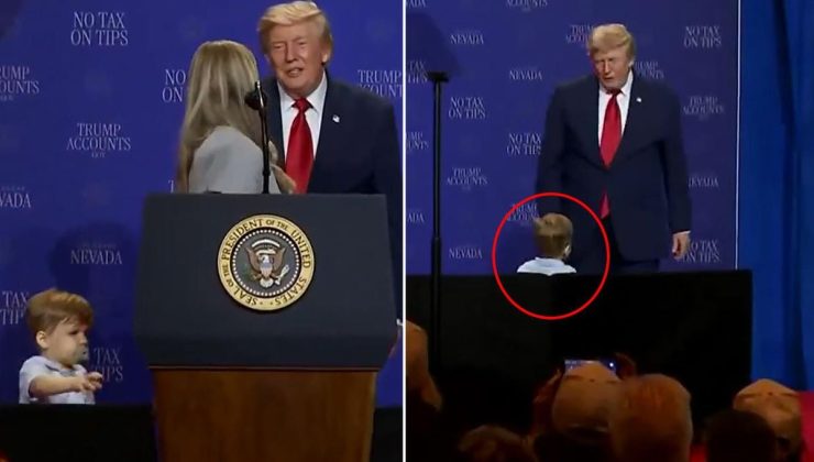 Trump küçük çocuğu son anda kurtardı! Biden göndermesi etkinliğe damga vurdu