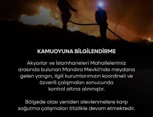Bodrum Mandıra Mevkii’nde çıkan maki yangını kontrol altına alındı, soğutma sürüyor