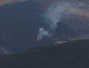 Bolu Kıbrıscık’ta Karacaören mevkisinde orman yangını çıktı, ekipler müdahale ediyor