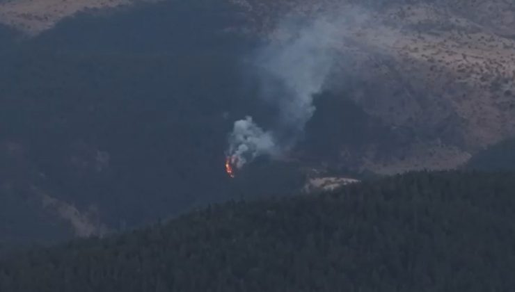 Bolu Kıbrıscık’ta Karacaören mevkisinde orman yangını çıktı, ekipler müdahale ediyor