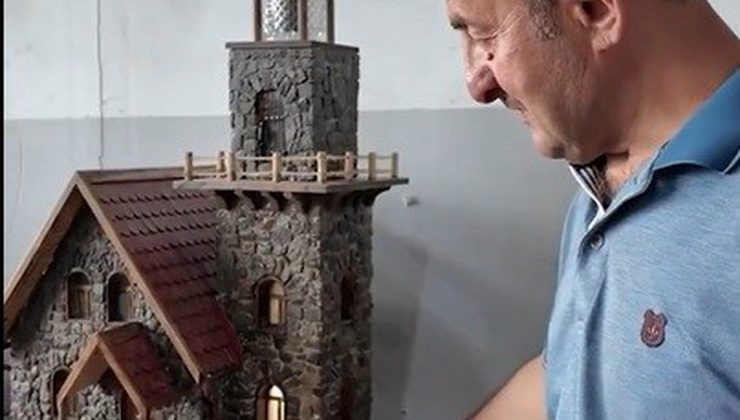 Erzincanlı emekli usta, Kemah, Çayırlı ve Tercan taşlarıyla minyatür ev yapıyor