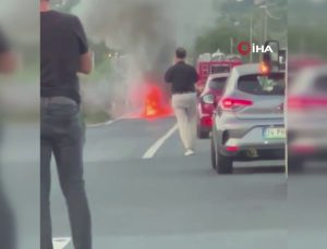 Taksi alev topuna döndü!