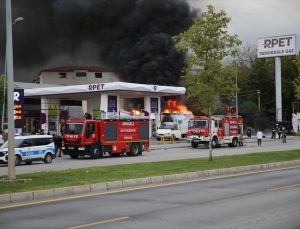 Denizli Pamukkale’de istasyondaki tanker yangını söndürüldü, 1 kişi yaralandı