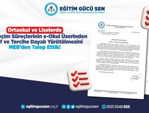 Eğitim Gücü Sen, e-Okul ders seçimi ve norm kadro için MEB’e başvurdu