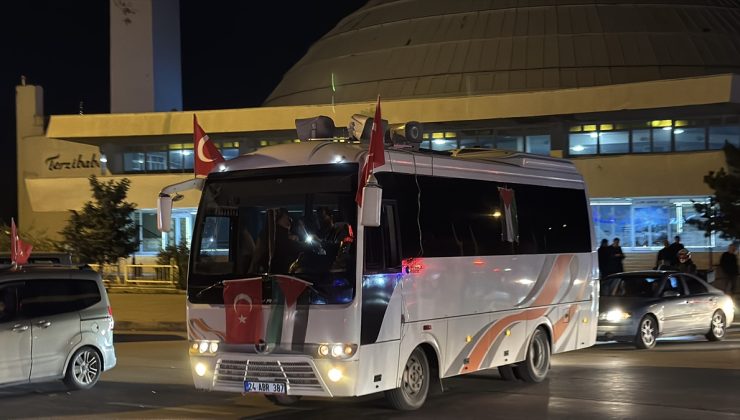 Erzincan’da STK’lar ve vatandaşlar Gazze protestosu için konvoy düzenledi