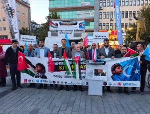 Gaziosmanpaşa’da STK ve siyasi partiler Gazze, Doğu Türkistan için yürüdü