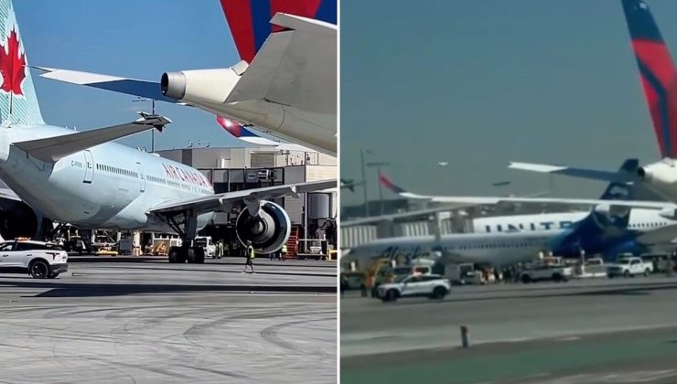 İki yolcu uçağı pistte çarpıştı! Kanat ve kuyruk hasar gördü
