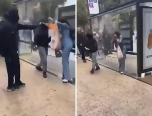 Liselilerin eyleminde sokakların tahrip edilmesine tepki gösteren kadına alevli saldırı