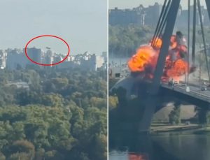 Rusya, Kiev’deki Kuzey Köprüsü’nü vurdu! O anlar saniye saniye kamerada