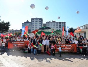 Samsun’da AGD ve MGV’nin Tufan Haftası’nda Gazze’deki soykırım protesto edildi