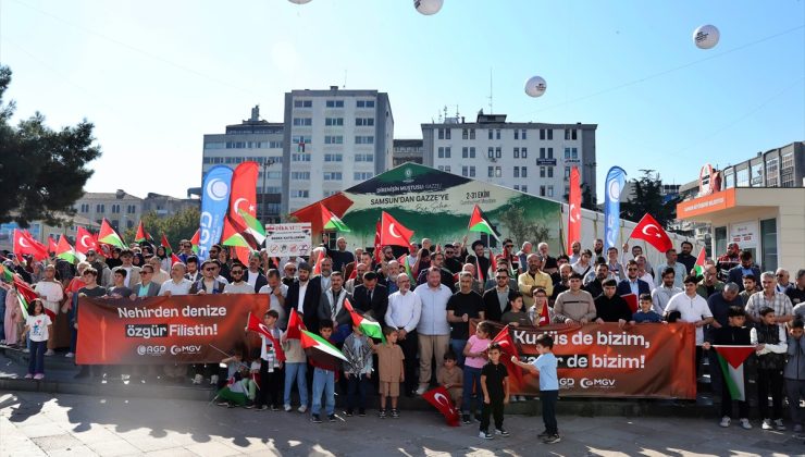 Samsun’da AGD ve MGV’nin Tufan Haftası’nda Gazze’deki soykırım protesto edildi