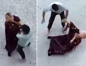 Sokak ortasında kadına dehşeti yaşattı! Boğazını sıkıp yerde böyle sürükledi